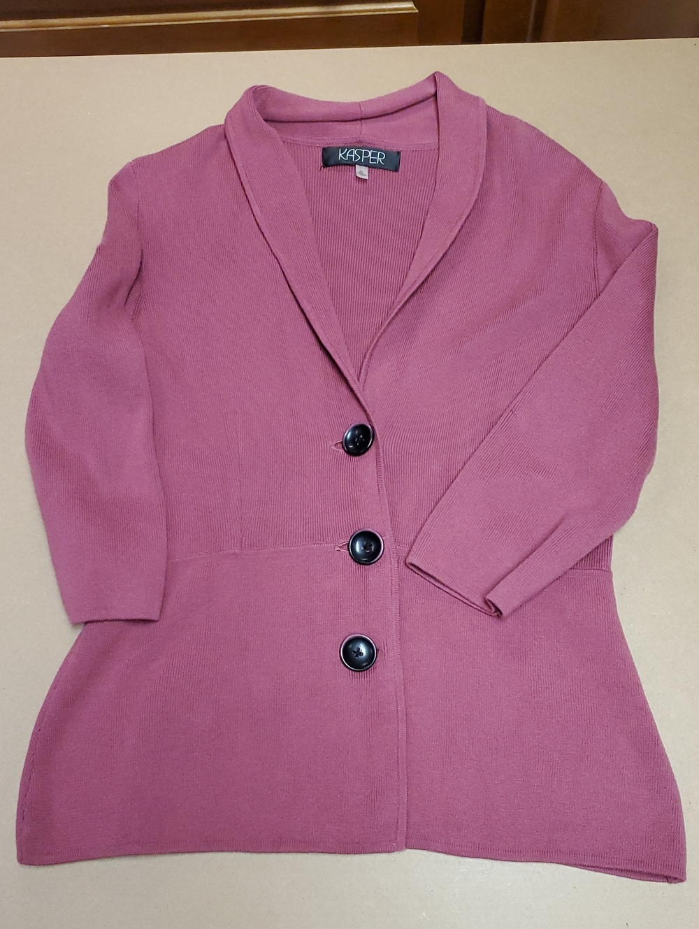 Kasper Women's Mauve Plum Button-Front Knit Cardigan Sweater